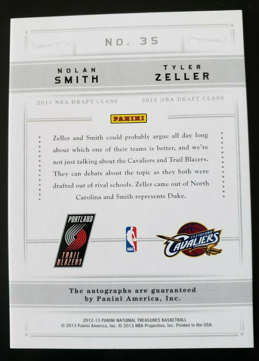 Nolan SMITH Tyler ZELLER 2012-13 Panini National Treasures DUAL AUTO SILVER #/49
