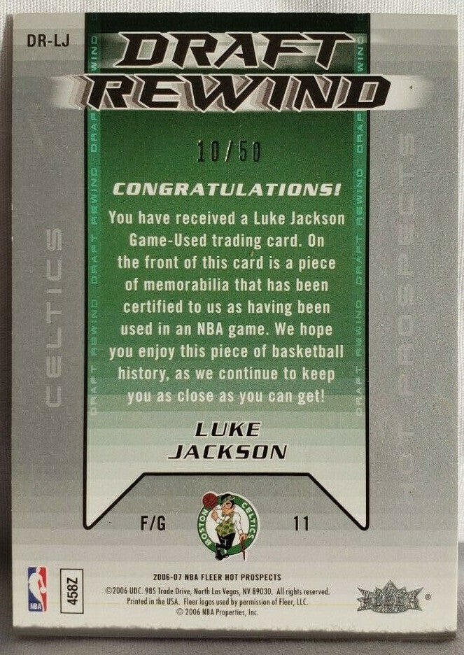 LUKE JACKSON 2006-07 Fleer NBA Hot Prospects Draft Rewind Game Used Jersey #/50