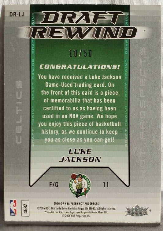 LUKE JACKSON 2006-07 Fleer NBA Hot Prospects Draft Rewind Game Used Jersey #/50
