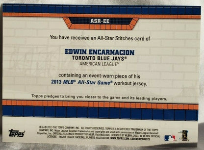 EDWIN ENCARNACION 2013 Topps All-Star Game Stitches Worn Used Workout Jersey SP