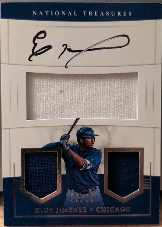ELOY JIMENEZ 2017 Panini National Treasures AUTO TRIPLE JERSEY #/99 Cubs Orioles