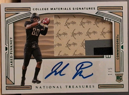 JARED PINKNEY 2020 National Treasures DUAL AUTO JUMBO Jersey PATCH Green SP #1/5
