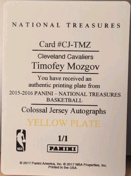 TIMOFEY MOZGOV 2015-16 Panini National Treasures Colossal PRINTING PLATE SP #1/1