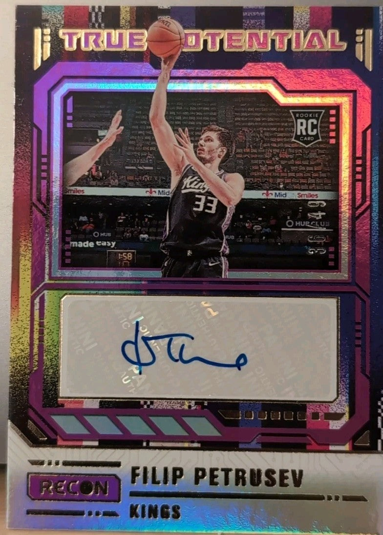 FILIP PETRUSEV 2023-24 Panini Recon True Potential AUTO Purple #/49 Kings 76ers