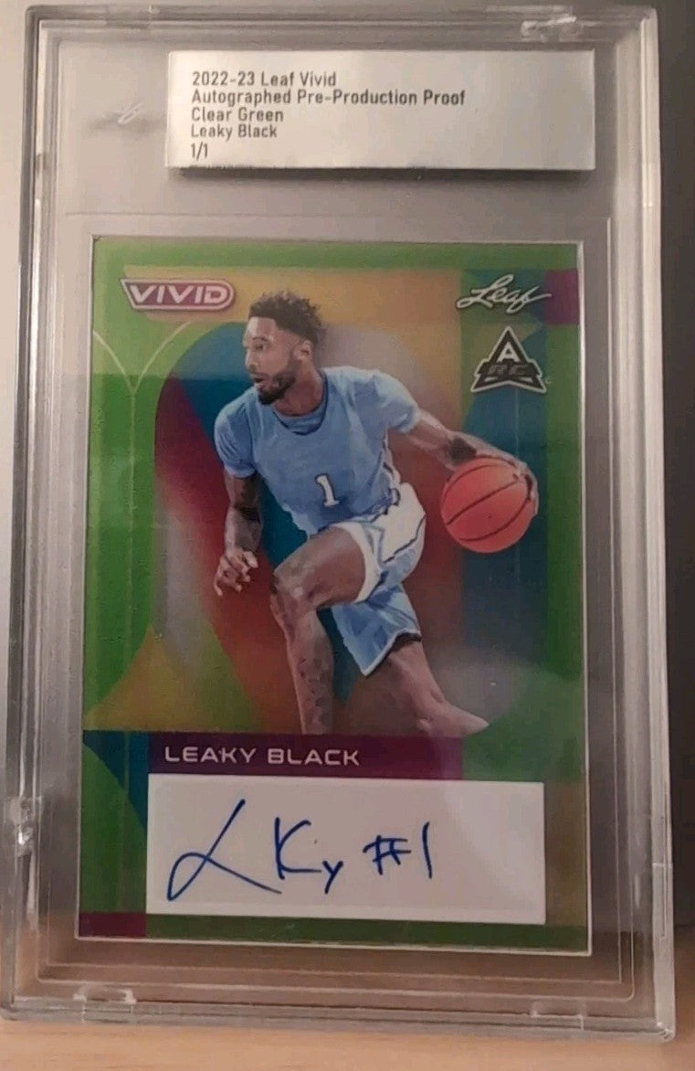 LEAKY BLACK 2022-23 Leaf Vivid AUTO PRE-PRODUCTION PROOF Clear #1/1 Hornets UNC