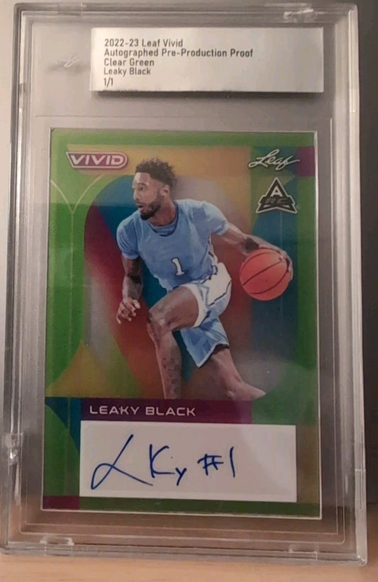 LEAKY BLACK 2022-23 Leaf Vivid AUTO PRE-PRODUCTION PROOF Clear #1/1 Hornets UNC