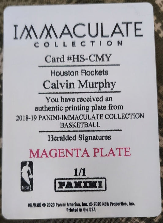 CALVIN MURPHY 2018-19 Panini Immaculate Heralded PRINTING PLATE SP #1/1 Rockets