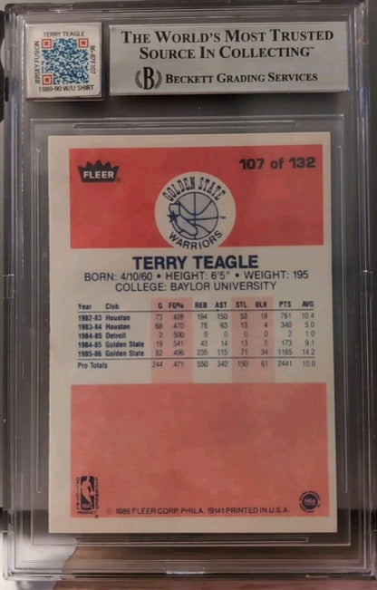 TERRY TEAGLE 2024 Jersey Fusion JF 1986-87 Fleer BGS AUTO PATCH Warriors Lakers