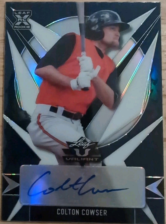 COLTON COWSER 2021 Leaf Valiant RC AUTO Navy Blue XRC SP #/75 Baltimore Orioles