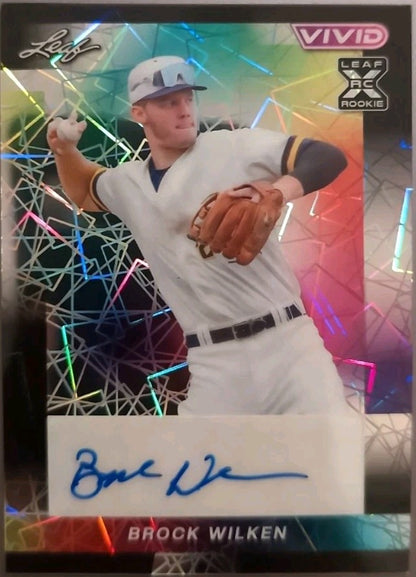 BROCK WILKEN 2023 Leaf Vivid RC AUTO BLACK LASER SP #1/1 Brewers Rare Ink ERROR