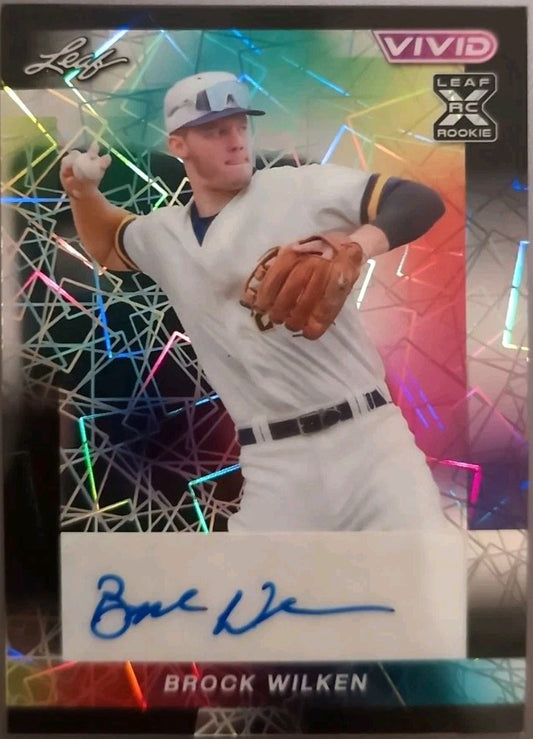 BROCK WILKEN 2023 Leaf Vivid RC AUTO BLACK LASER SP #1/1 Brewers Rare Ink ERROR