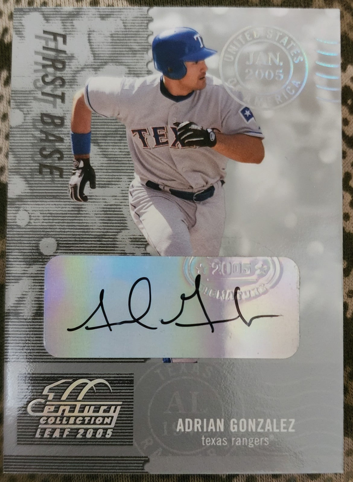 ADRIAN GONZALEZ 2005 Leaf Century Collection Post Marks AUTO Silver /250 Rangers