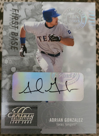 ADRIAN GONZALEZ 2005 Leaf Century Collection Post Marks AUTO Silver /250 Rangers