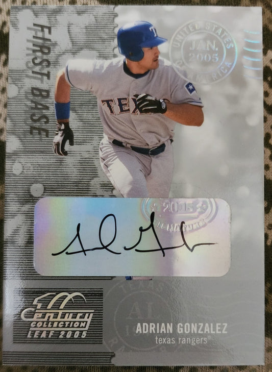 ADRIAN GONZALEZ 2005 Leaf Century Collection Post Marks AUTO Silver /250 Rangers