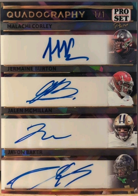 Jermaine BURTON Javon BAKER Malachi CORLEY McMILLAN 2024 Pro Set QUAD AUTO #1/1
