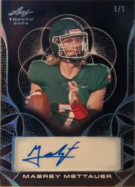 MABREY METTAUER  2024 Leaf Trinity Clear AUTO Black Platinum SP #1/1 Sam Houston