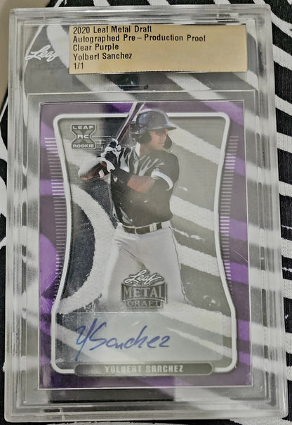YOLBERT SANCHEZ 2020 Leaf Metal Draft RC AUTO PROOF Clear Purple #1/1 White Sox