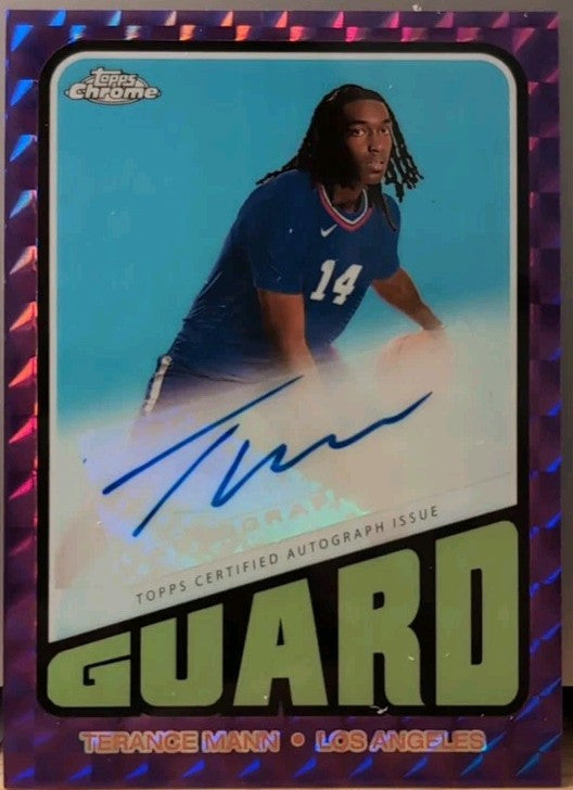 TERANCE MANN 2023-2024 Topps Chrome Purple Geometric Variant AUTO Clippers Hawks