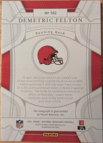 DEMETRIC FELTON 2021 Panini National Treasures RC AUTO Holo Silver SP /15 Browns