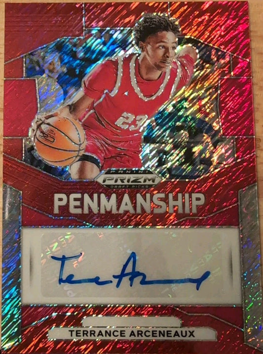 TERRANCE ARCENEAUX 2024-25 Panini Prizm Draft Picks AUTO Red Shimmer FOTL SP /11