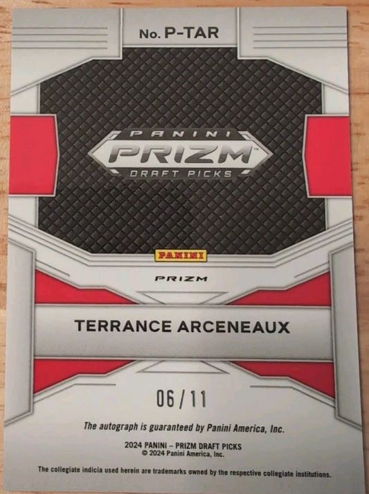 TERRANCE ARCENEAUX 2024-25 Panini Prizm Draft Picks AUTO Red Shimmer FOTL SP /11