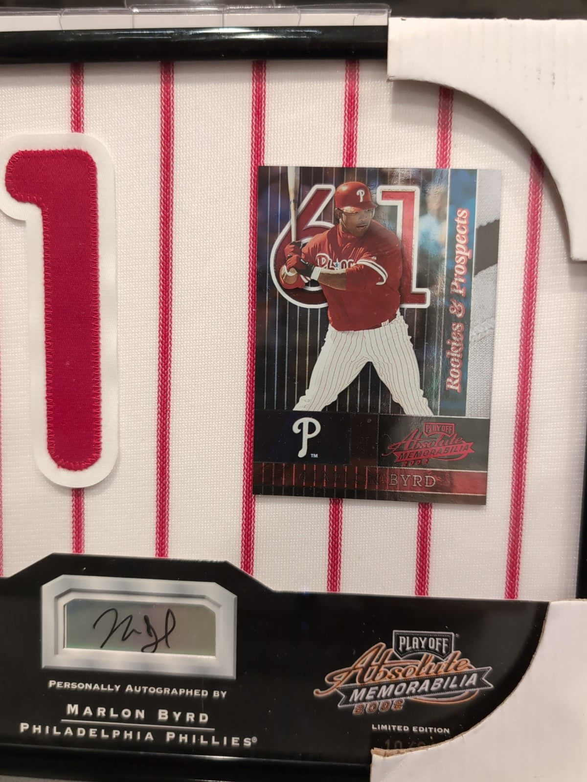MARLON BYRD 2002 Absolute Signing Bonus RC AUTO JERSEY NUMBER PATCH /61 Phillies