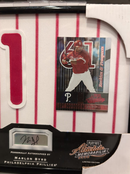 MARLON BYRD 2002 Absolute Signing Bonus RC AUTO JERSEY NUMBER PATCH /61 Phillies