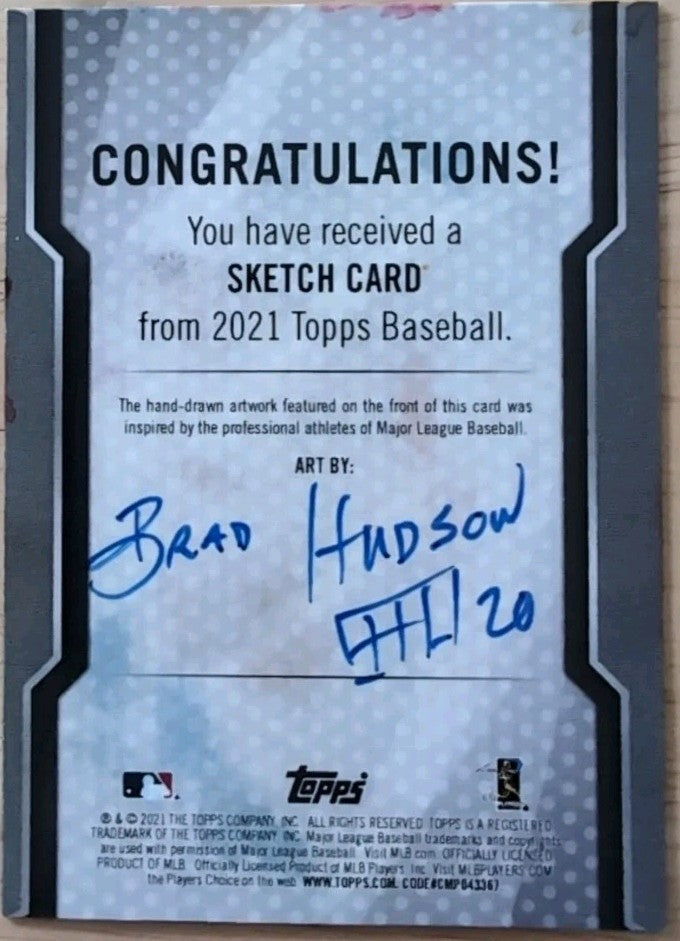 MAX SCHERZER 2021 Topps Sketch Card Brad Hudson AUTO #1/1 Nationals Ryne Harper