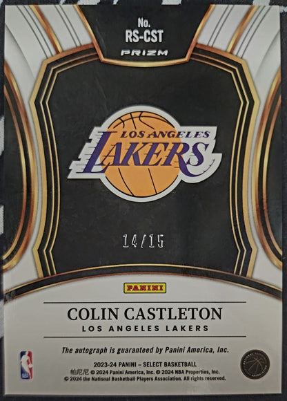 COLIN CASTLETON 2023-24 Panini Select AUTO Purple Prizm #/15 Lakers Magic 76ers