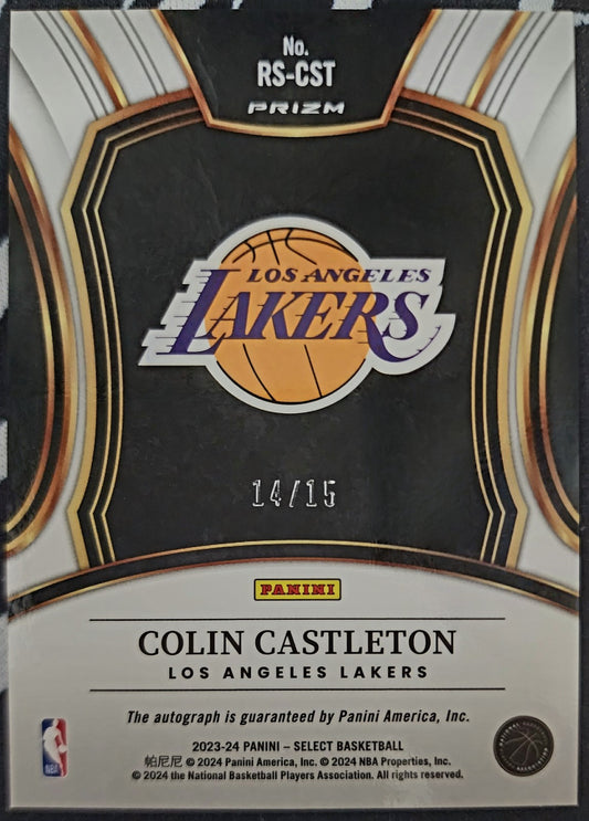 COLIN CASTLETON 2023-24 Panini Select AUTO Purple Prizm #/15 Lakers Magic 76ers