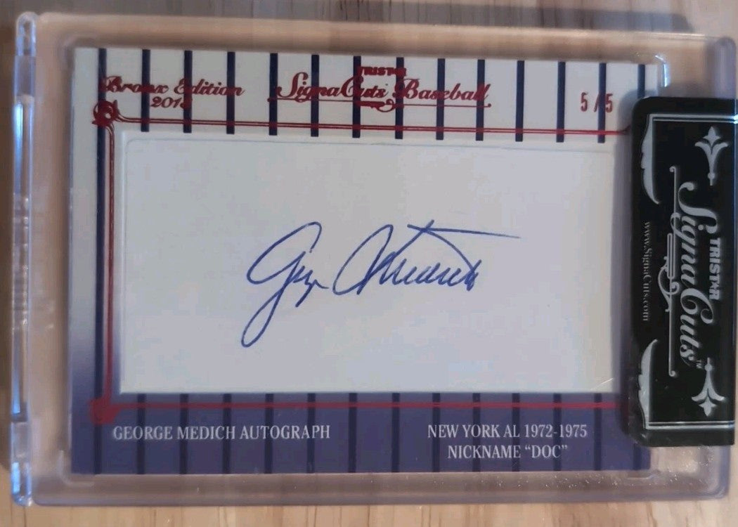GEORGE DOC MEDICH 2013 TRISTAR SignaCuts Bronx Edition CUT AUTO RED #5/5 Yankees