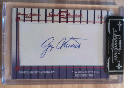 GEORGE DOC MEDICH 2013 TRISTAR SignaCuts Bronx Edition CUT AUTO RED #5/5 Yankees