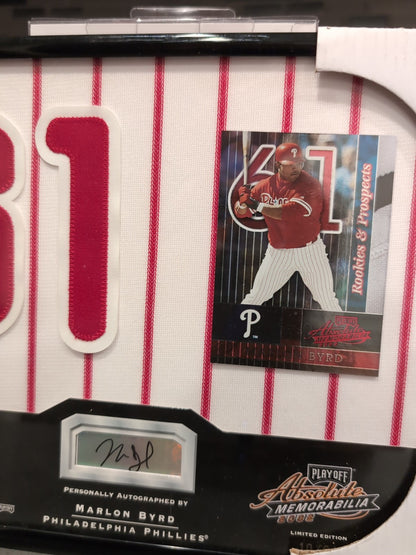 MARLON BYRD 2002 Absolute Signing Bonus RC AUTO JERSEY NUMBER PATCH /61 Phillies