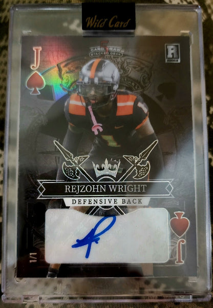 REZJOHN WRIGHT 2023 Wild 5 Card Draw Stacked Deck RC AUTO Black Jack #1/1 Saints