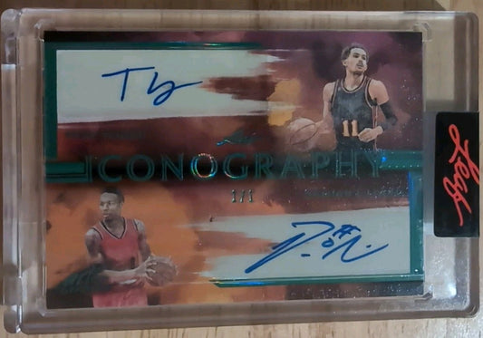 Damian LILLARD Trae YOUNG 2023 Leaf Art Of Sport Iconography DUAL AUTO Green 1/1