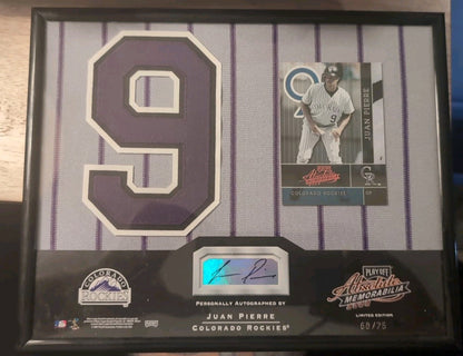JUAN PIERRE 2002 Absolute Signing Bonus AUTO JERSEY NUMBER PATCH SP #/75 Rockies