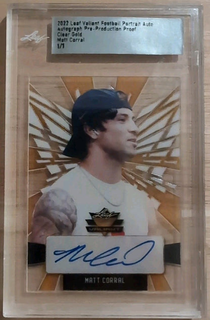 MATT CORRAL 2022 Leaf Valiant RC PROOF AUTO CLEAR GOLD SP #1/1 Panthers Ole Miss