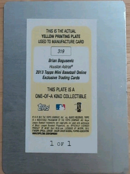 BRIAN BOGUSEVIC 2013 Topps Mini Online Exclusive PRINTING PLATE SP 1/1 of Astros