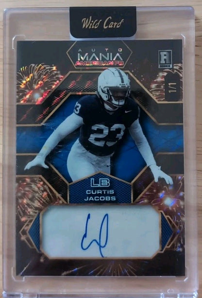 CURTIS JACOBS 2024 Wild Card Mania American FB RC AUTO FIREWORKS SP 1/1 Patriots