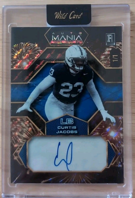 CURTIS JACOBS 2024 Wild Card Mania American FB RC AUTO FIREWORKS SP 1/1 Patriots