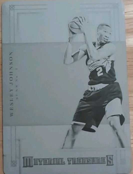 WESLEY JOHNSON 2012-13 Panini National Treasures Material PRINTING PLATE SP #1/1