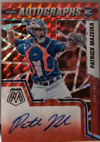PATRICK MAZEIKA 2022 Panini Mosaic Choice Red Holo Prizm RC AUTO SP Mets Dodgers