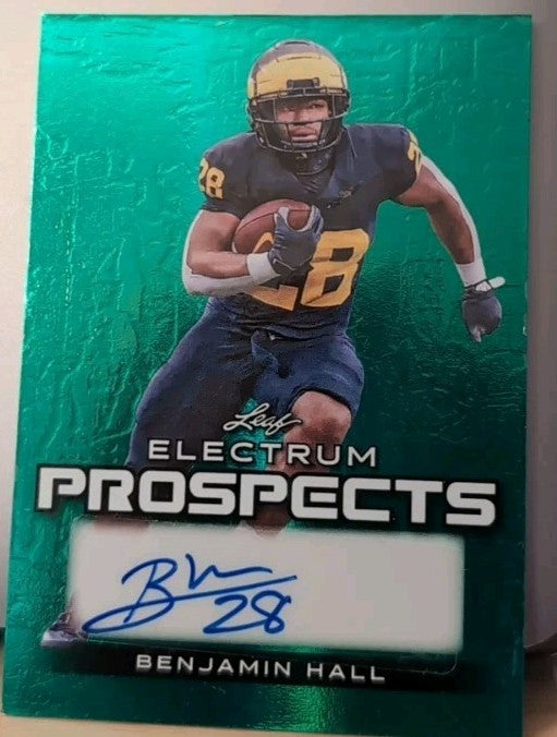 BENJAMIN HALL 2024 Leaf Electrum Prospects AUTO Green SP 1/5 Michigan Wolverines