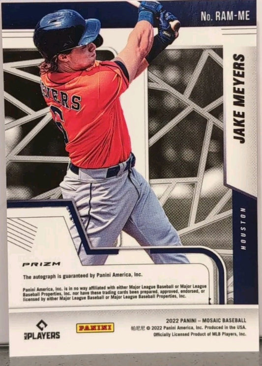 JAKE MEYERS 2022 Panini Mosaic Choice Red Holo Prizm RC AUTO SP Houston Astros