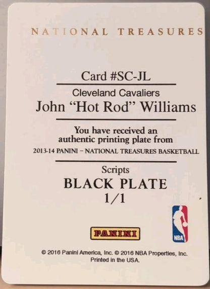 JOHN HOT ROD WILLIAMS 2013-14 National Treasures PRINTING PLATE SP 1/1 Cavs Suns