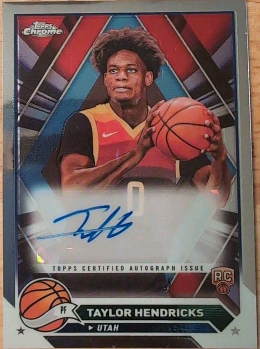 TAYLOR HENDRICKS 2023-2024 Topps Chrome Basketball Rookie RC AUTO SP Utah Jazz