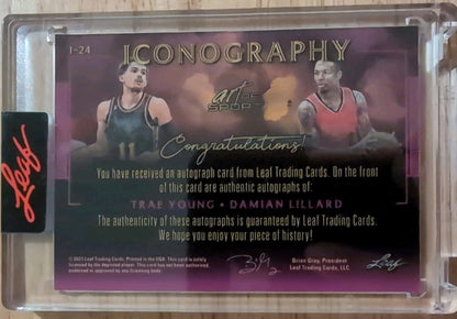 Damian LILLARD Trae YOUNG 2023 Leaf Art Of Sport Iconography DUAL AUTO Green 1/1