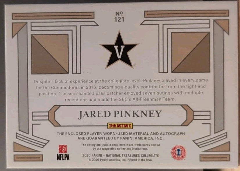 JARED PINKNEY 2020 National Treasures DUAL AUTO JUMBO Jersey PATCH Green SP #1/5