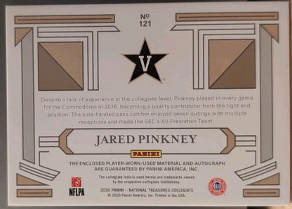 JARED PINKNEY 2020 National Treasures DUAL AUTO JUMBO Jersey PATCH Green SP #1/5