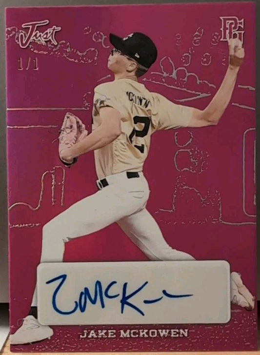 JAKE McKOWEN 2023 Leaf Perfect Game National Showcase Just Gems AUTO PINK SP 1/1